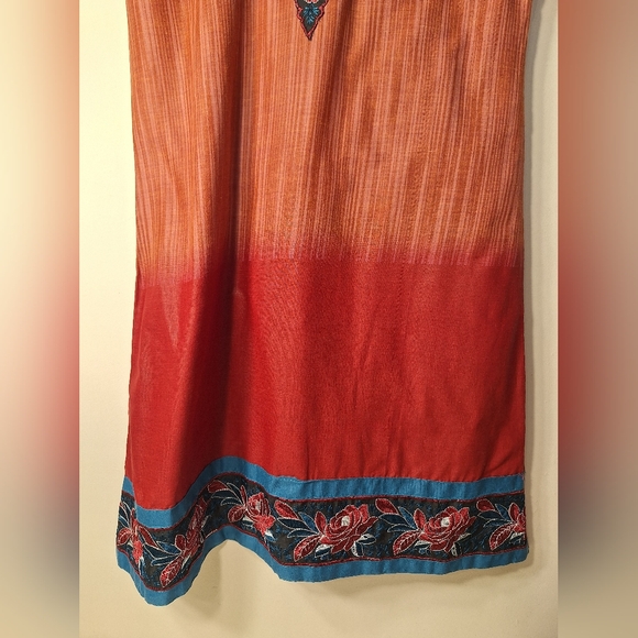 Handmade S/M Wax Cotton Hippie Boho Floral Embrodery Sleeveless Tunic Top - Picture 4 of 5